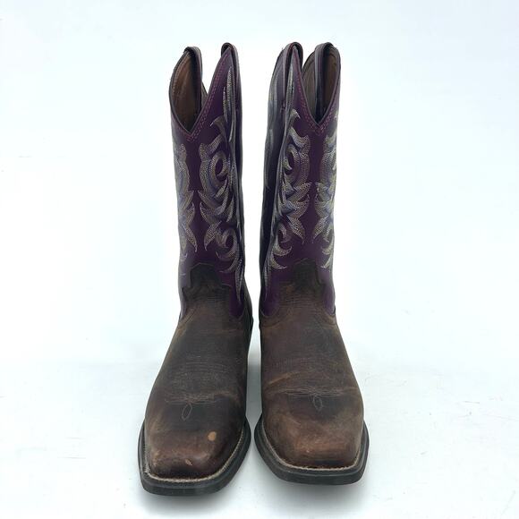 Justin Men’s Stampede Cowboy Boots Western Purple Leather Size 10 EE Extra Wide - Picture 4 of 10